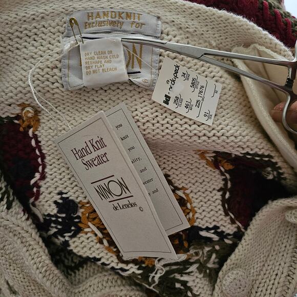 VTG NINON DE LENCLOS NWT Floral Bird Print Embroidered Cottagecore Cardigan Sz M - Picture 12 of 16